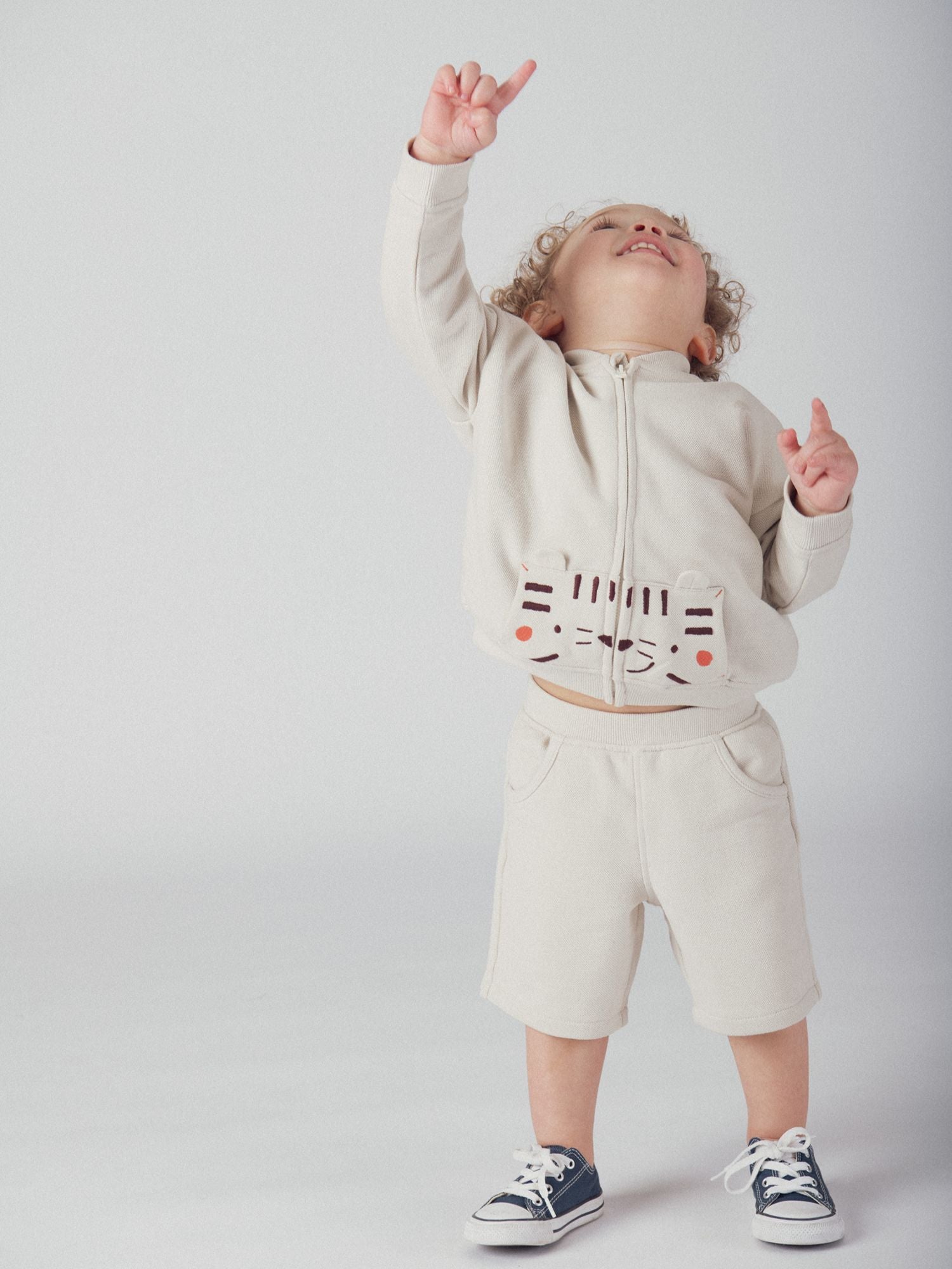 Gilet zippé sable motif "Tigre" pour bébé garçon