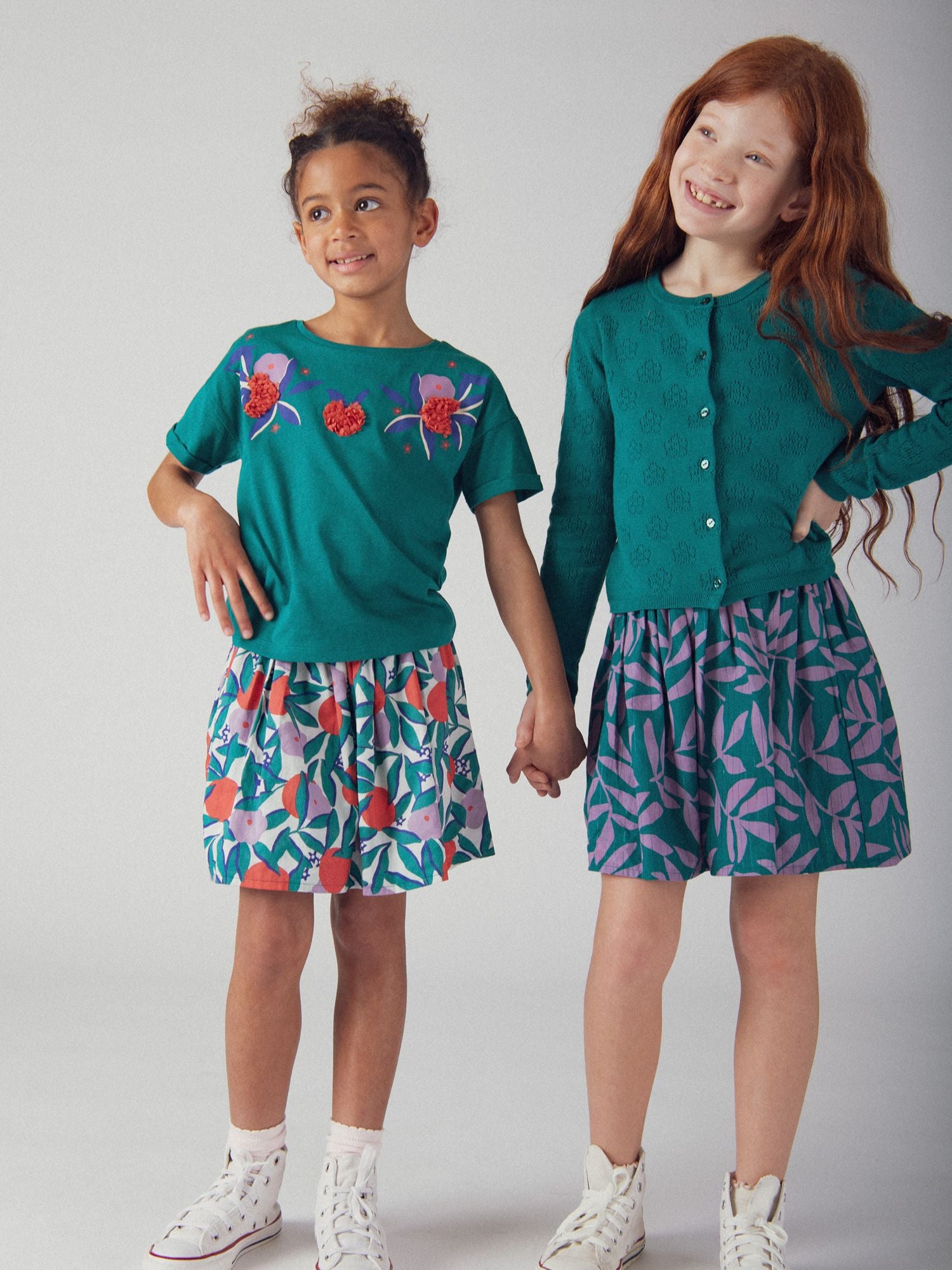 Cardigan vert en pointelle fleur pour fille