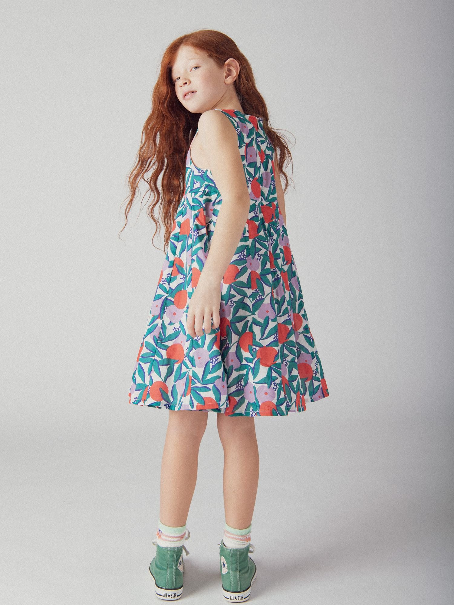 Robe sans manches à imprimé floral pour fille