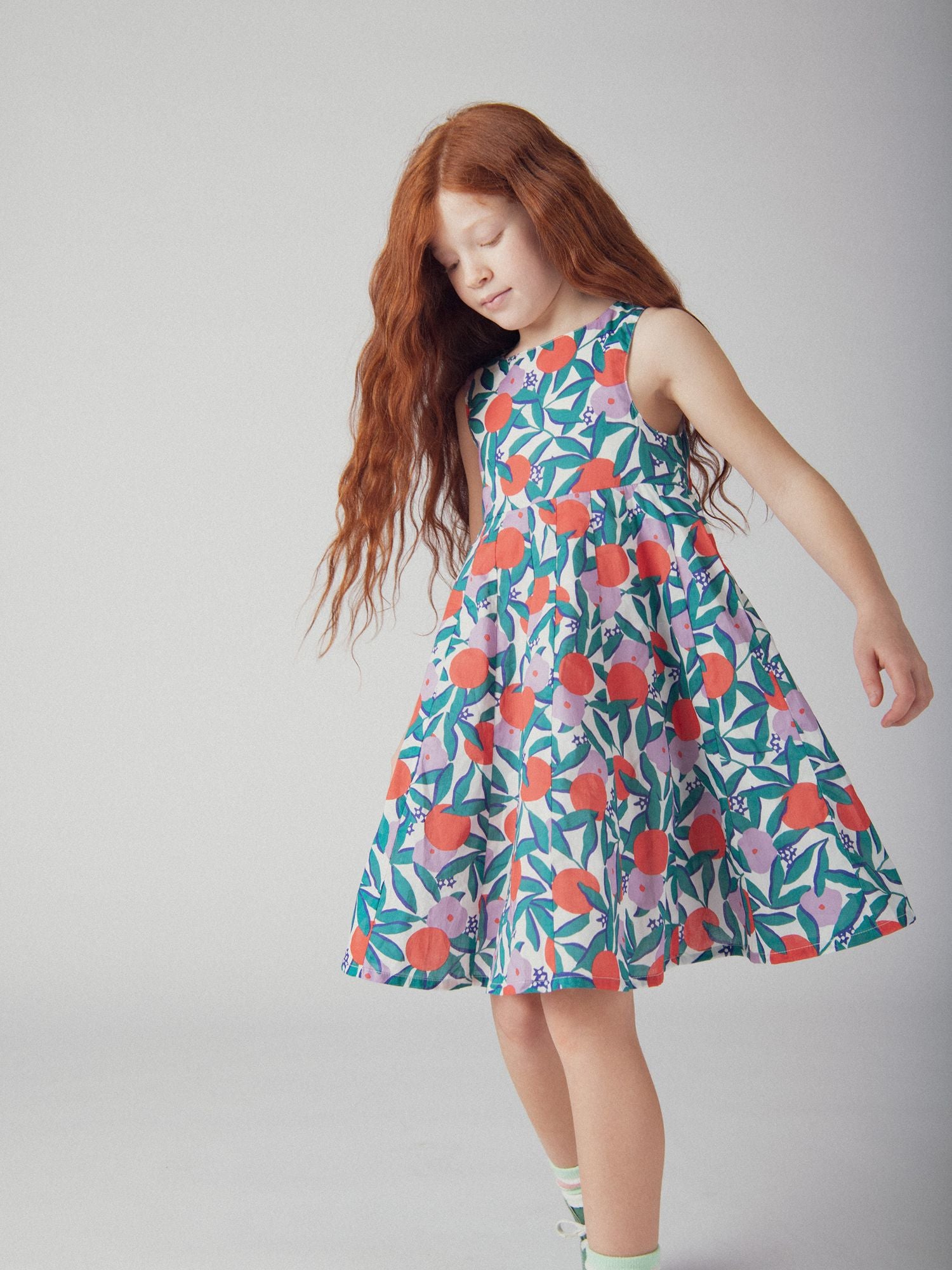 Robe sans manches à imprimé floral pour fille