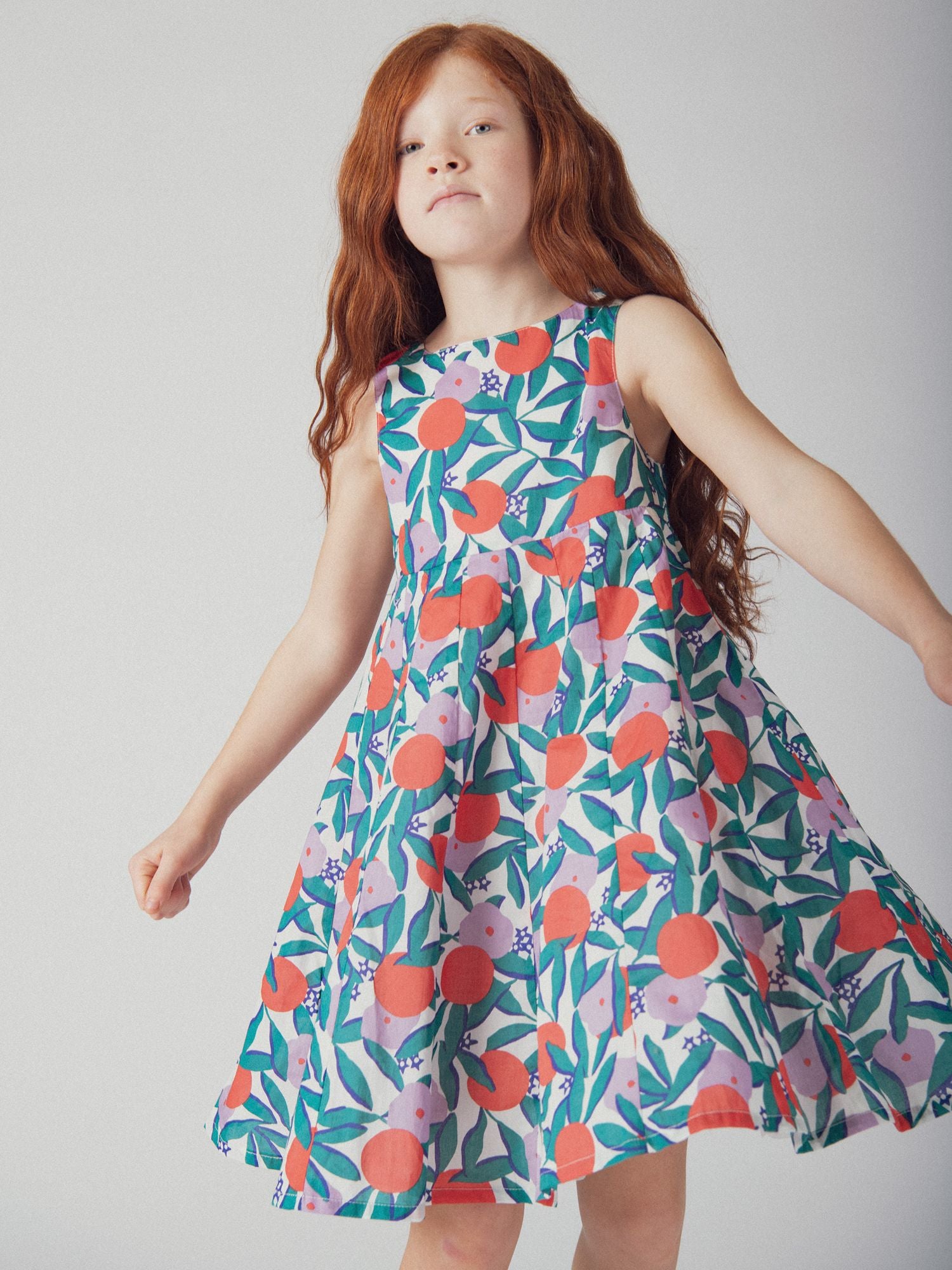 Robe sans manches à imprimé floral pour fille