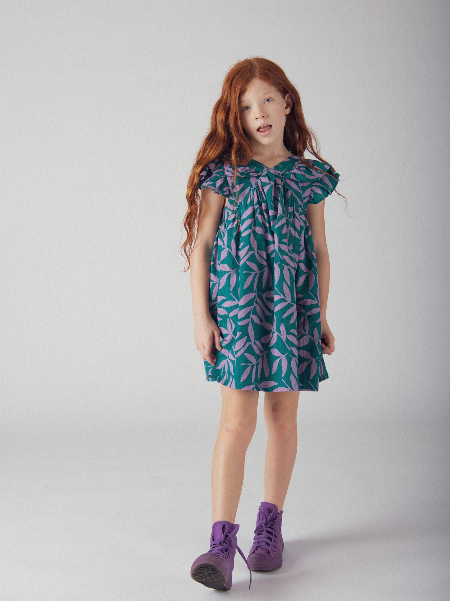 Robe verte à imprimé floral pour fille