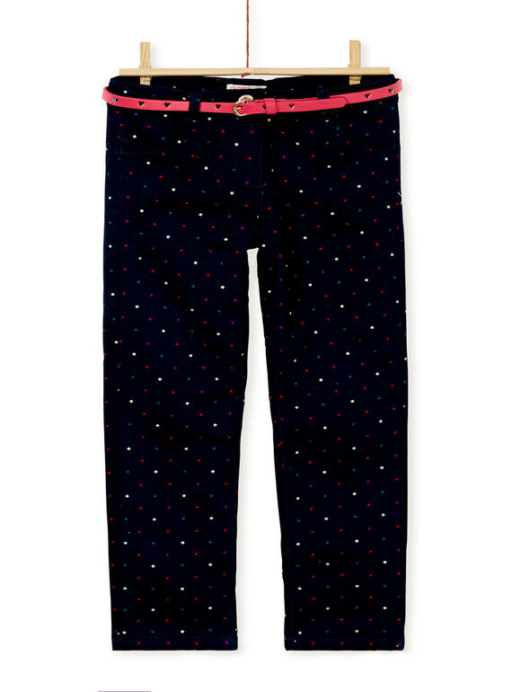 Pantalon fourré imprimé de petits pois en paillettes et ceinture effet cuir KALUPANT1 / 20W901P1PANC205