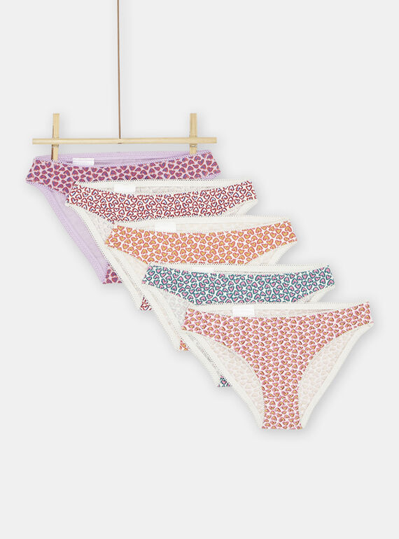 Lot de 5 culottes à imprimé coeurs fille SEFALOTSEM1 / 23WH1161D5L001