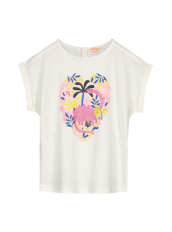 Tee-shirt écru imprimé fille GABLETI2 / 19W90192TMC001