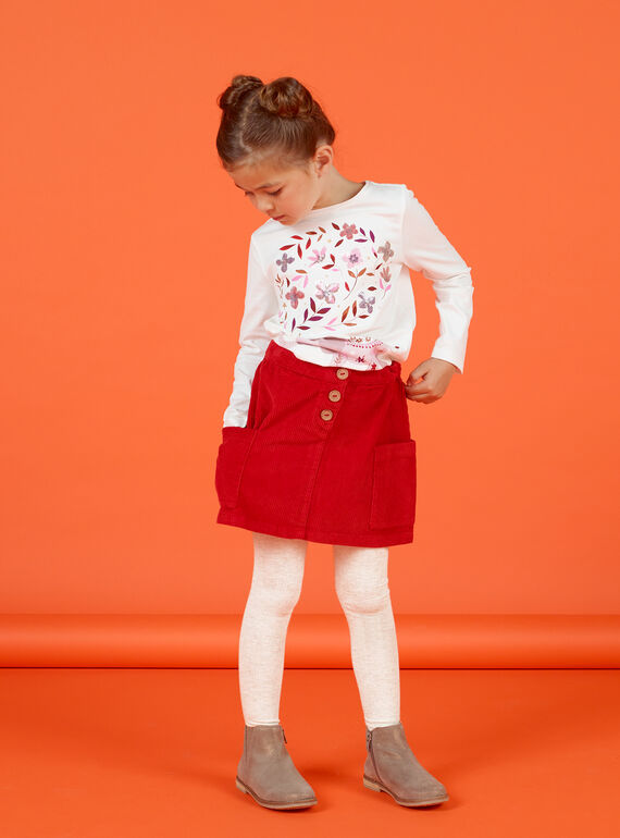 Jupe rouge côtelé enfant fille MACOMJUP1 / 21W901L2JUP408