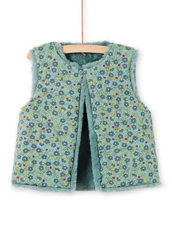 Gilet en fausse fourrure réversible kaki enfant fille MAKACAR2 / 21W901I2CAR612