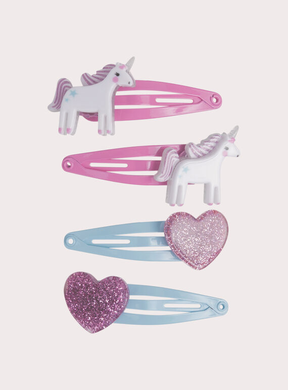 Lot de 4 barrettes cœur et licorne pour fille WYAJOCLIC5 / 25SI01G2BRTC219