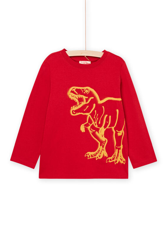 T-shirt manches longues rouge à motif dinosaure POJOTEE1 / 22W902B4TML505