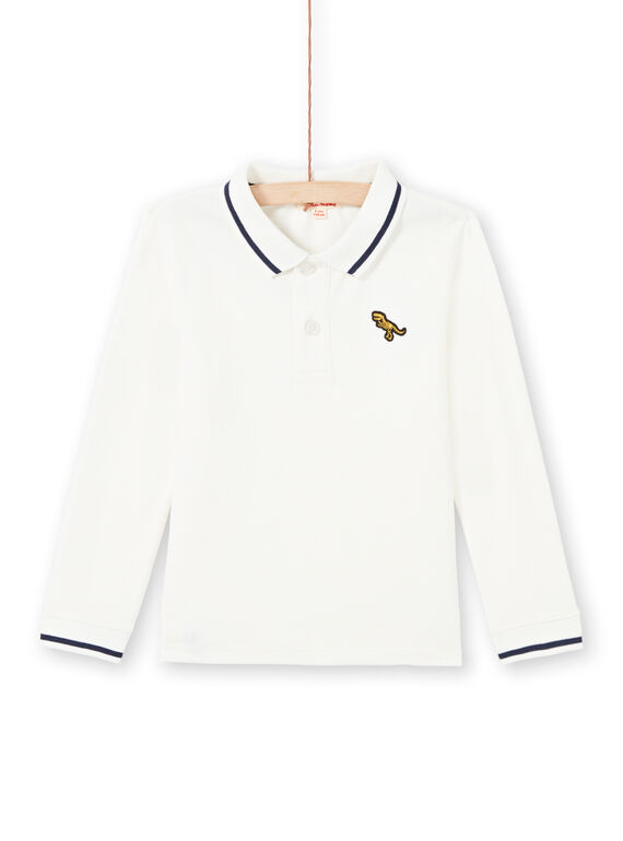 Polo manches longues uni écru enfant garçon MOJOPOL2 / 21W90214POL001