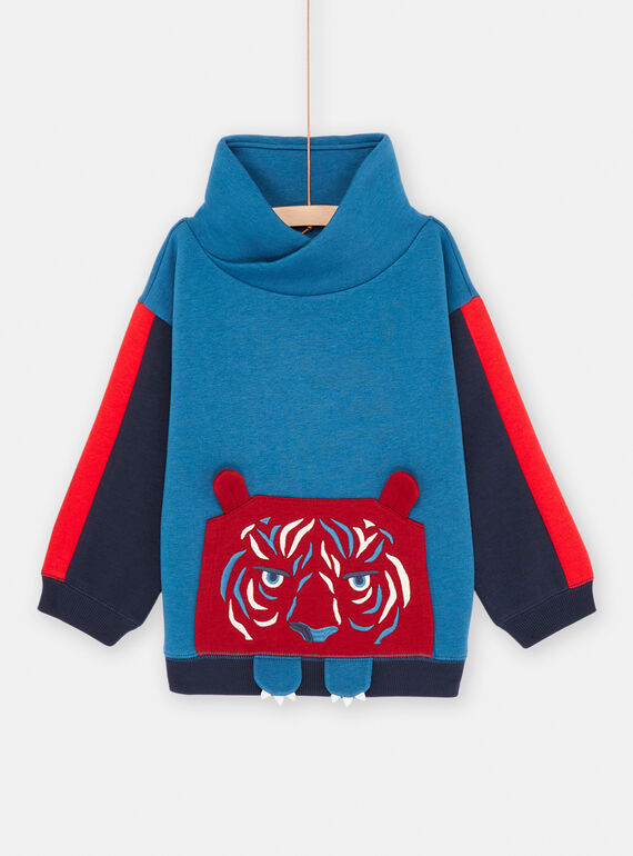 Sweat bleu à animation tigre garçon SOFORSWE / 23W902K1SWEC226
