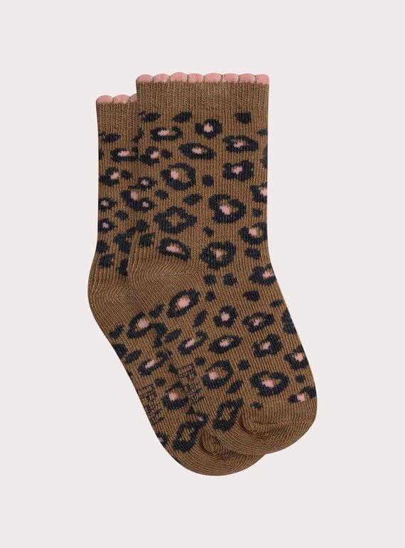 Chaussettes à motif léopard pour bébé fille XYIROCSOCK / 25WI09D4SOQ821