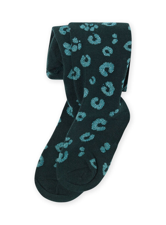 Collant vert pin à imprimé léopard irisé enfant fille MYAKACOL / 21WI01I1COLG633