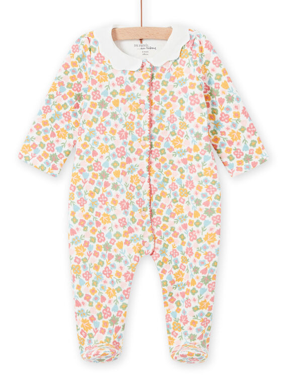 Grenouillère imprimé fleuri à col fantaisie bébé fille MEFIGRESAU / 21WH1394GRE001