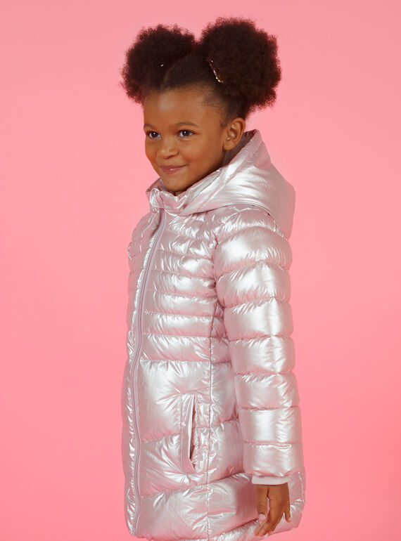 Doudoune imperméable rose métallisé enfant fille MALONDOUN1 / 21W90158D3ED300