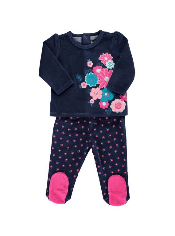 Pyjama en velours bébé fille DEFIPYJPOP / 18WH1343PYJC205