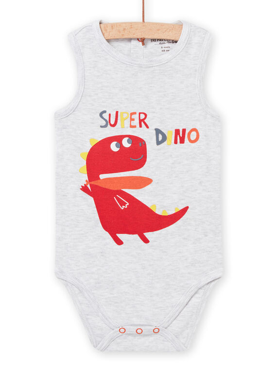 Body à motif dinosaure gris chiné bébé garçon NEGABODSUP / 22SH14J5BDLJ920
