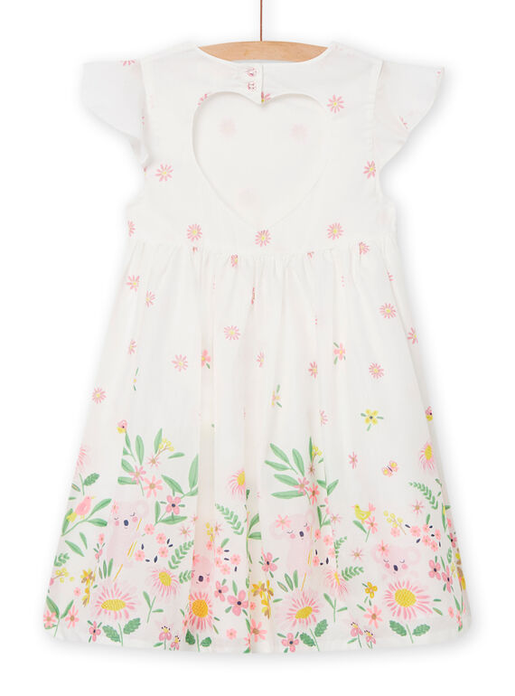 Robe écrue à imprimé fleuri enfant fille NASOROB4 / 22S901Q1ROB001