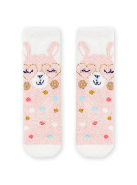 Chaussettes écrues motif lama fantaisie enfant fille MYAHICHO / 21WI01U1SOQ003