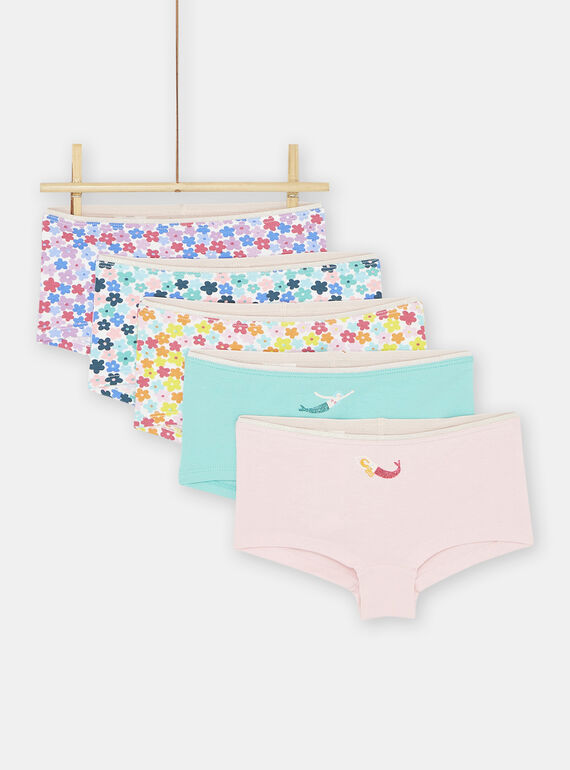 Lot de 5 shortys multicolores fille SEFAHOTSEM1 / 23WH1162SHY000