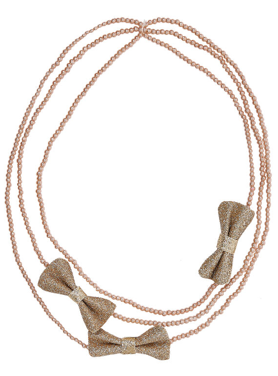 Collier perles avec 3 nœuds en glitter or.  JYASOCOU / 20SI0181CLIK008