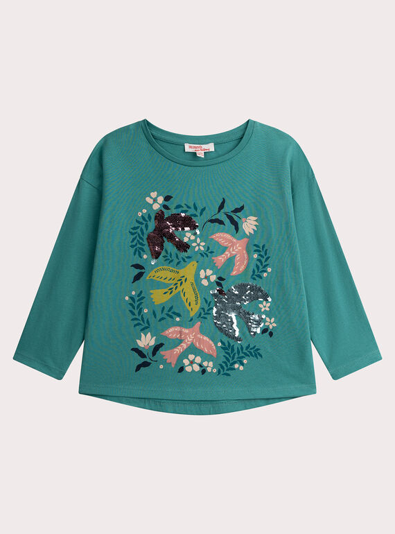 T-shirt animation hirondelle sequins magiques pour fille VAKLITEE3 / 24W90143TML215