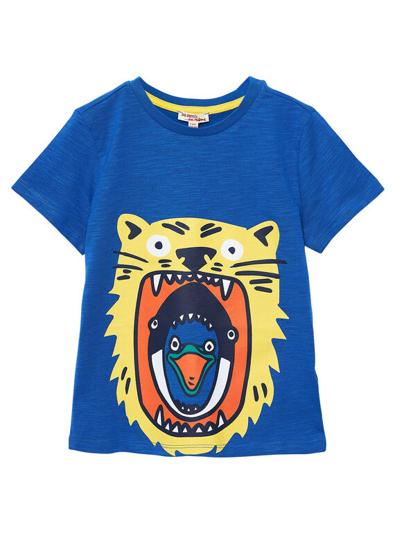 Tee shirt garçon manches courtes bleu cobalt animaux JOJOTI2 / 20S90246D31703