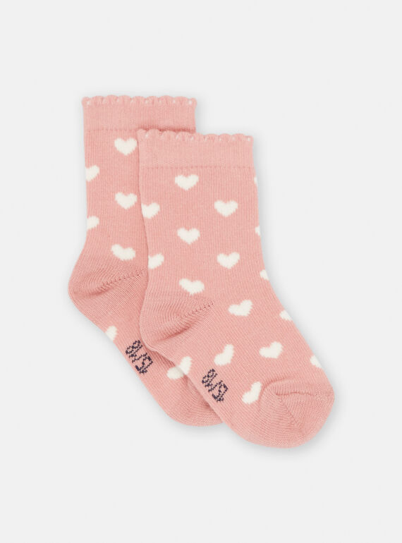 Chaussettes roses à imprimé coeur bébé fille SYIJOSOQ3 / 23WI09M3SOQD329