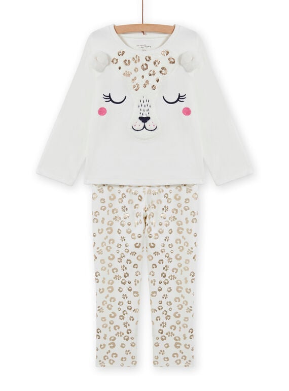 Ensemble pyjama en velours à imprimé léopard enfant fille MEFAPYJFEL / 21WH1198PYJ001