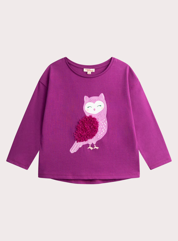 T-shirt violet animation chouette pour fille VAKYTEE2 / 24W901S2TML712