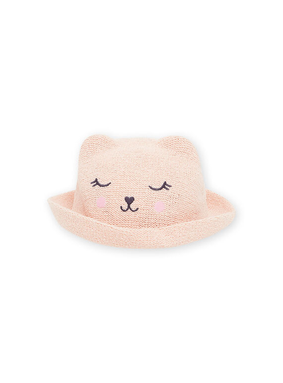 Chapeau de paille rose dragée à motif tête de chat RYIJOCHA2 / 23SI09C2CHAD310