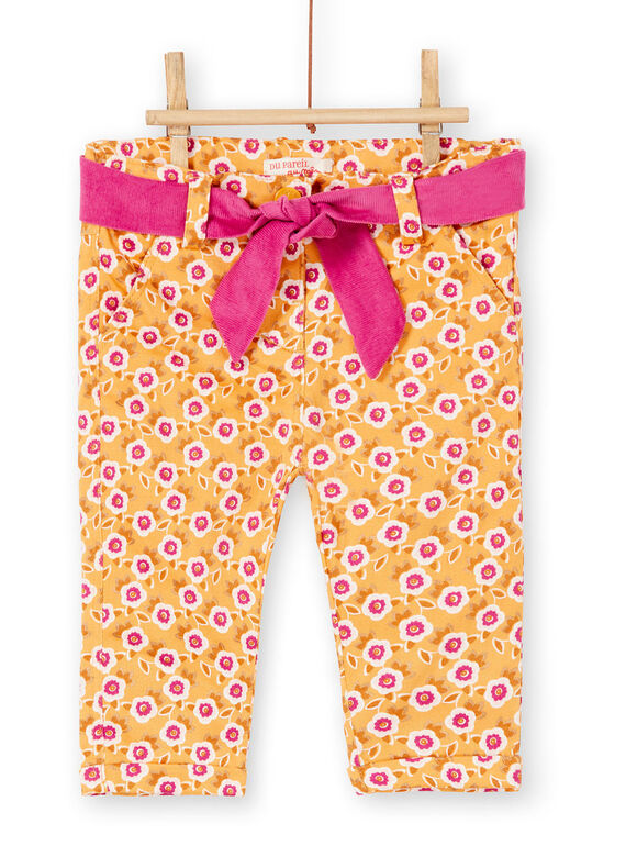 Pantalon jaune à fleur bébé fille KIREPAN / 20WG09G1PAN107