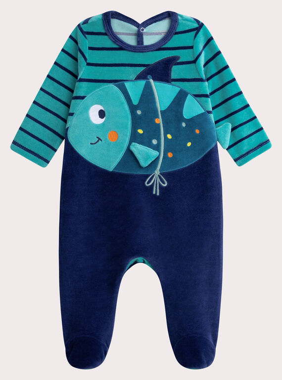 Grenouillère bleue pour bébé garçon WEGAGREPOI / 25SH1492GRE202