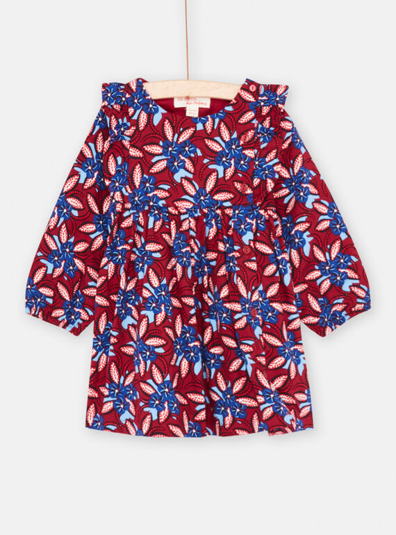 Robe rouge et bleu à imprimé fleuri bébé fille SIFORROB3 / 23WG09K2ROB504