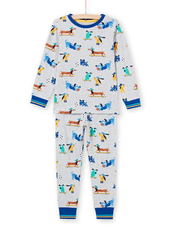 Pyjama gris chiné à motifs chiens enfant garçon MEGOPYJDOG / 21WH1235PYJJ922