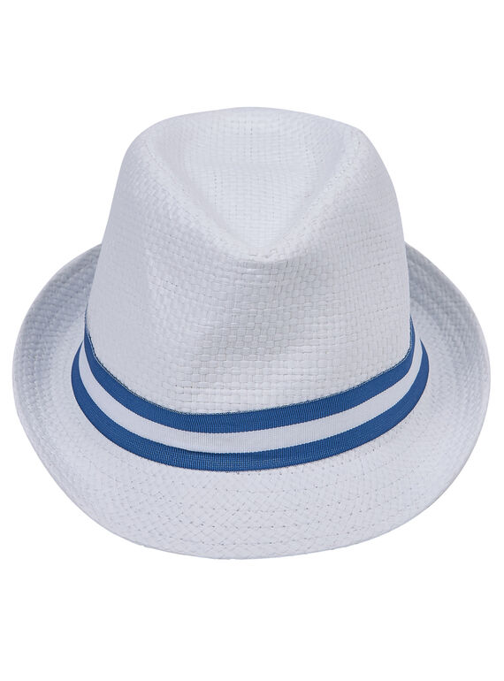 Chapeau bébé garçon blanc avec ruban bleu JYUPOECHA / 20SI10G1CHA000