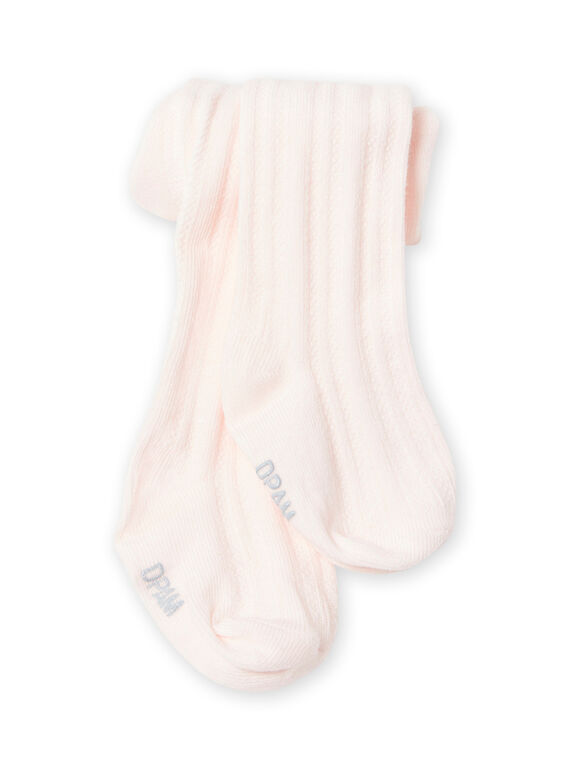 Collant torsadé rose pâle bébé fille MYIJOCOLTO2 / 21WI0914COL632