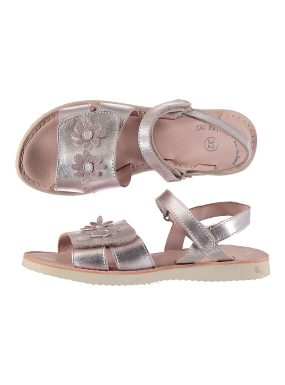 Sandale ville en cuir métallisé fille FFSANDSAM / 19SK35C3D0E030