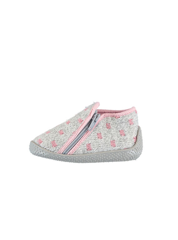 Chausson chien velours gris bébé fille GBFBOTRICO / 19WK37Z5D0A943