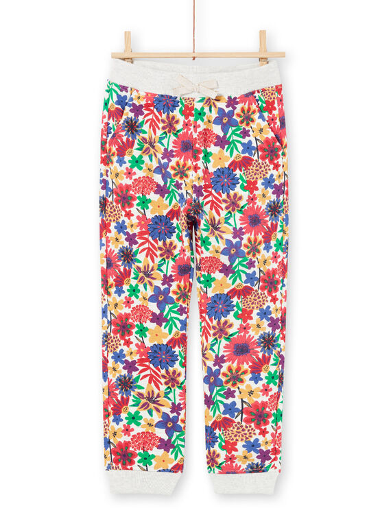 Jogging écru et rouge imprimé fleuri enfant fille MAJOBAJOG2EX / 21W90116JGB006