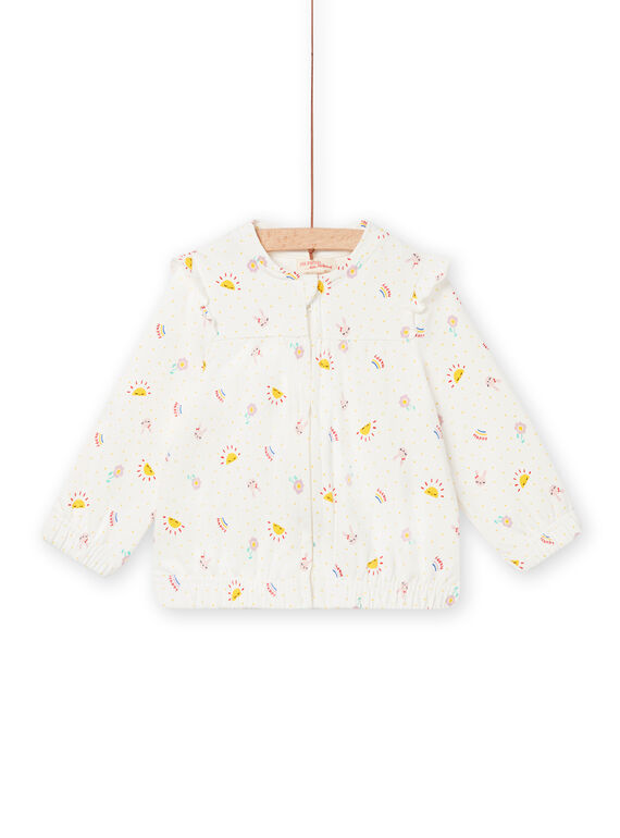 Veste de jogging écrue à imprimé pois et fantaisie bébé fille NILUHOJOG / 22SG09P1JGH001