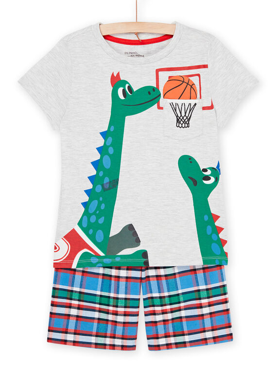 Pyjama gris chiné à motifs dinosaures qui jouent au basket REGOPYCBAS / 23SH12H2PYJJ922