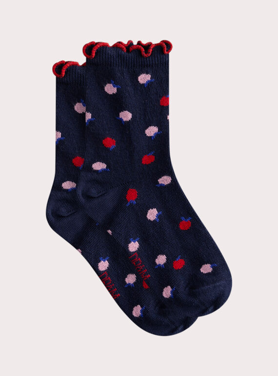 Chaussettes bleues à motif pour fille  WYAJOSCHO1 / 25SI01I4SOQC211