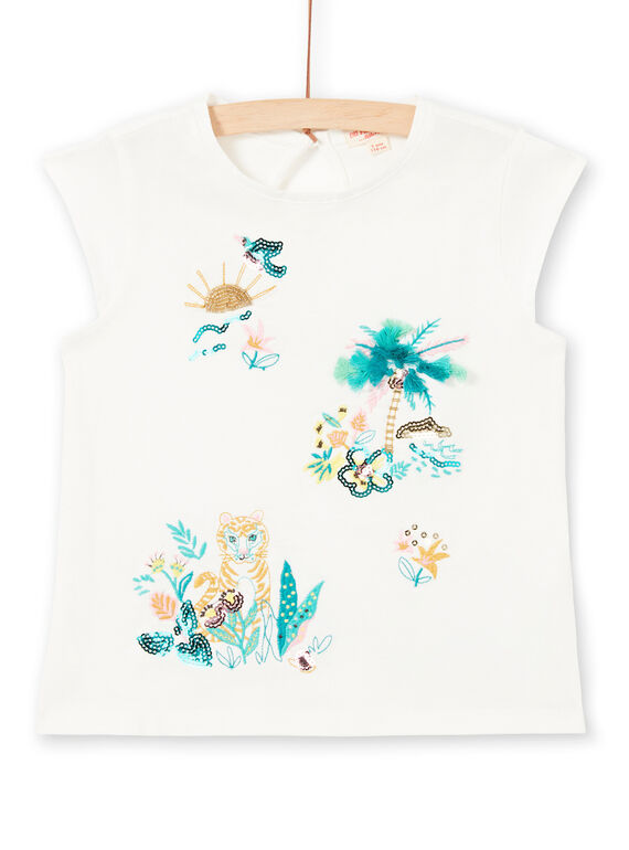 T-shirt manches courtes, paysage et tigre brodé LAVERTI1 / 21S901Q3TMC001
