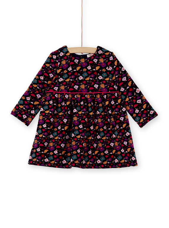 Robe bleu marine à fleurs doublé fausse fourrure bébé fille KILUROB2 / 20WG09P2ROB070