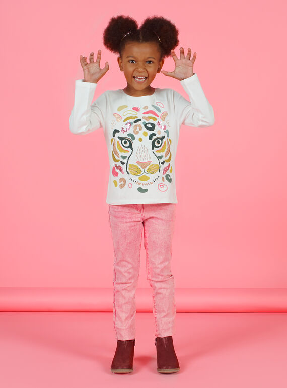 T-shirt écru et jaune enfant fille MAKATEE3 / 21W901I2TML001