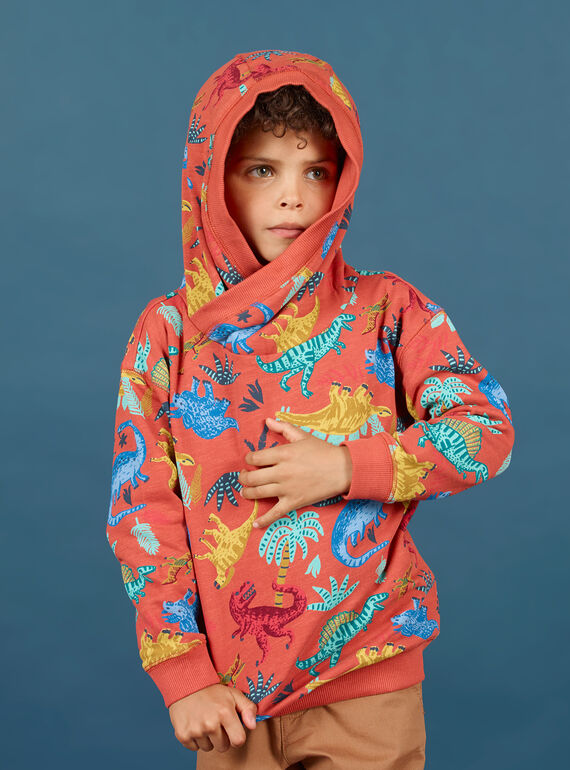 Sweat à capuche orange enfant garçon MOPASWE / 21W902H1SWEE415