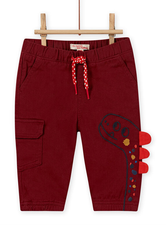 Pantalon lie-de-vin à motif dinosaure bébé garçon MUPAPAN2 / 21WG10H1PAN719
