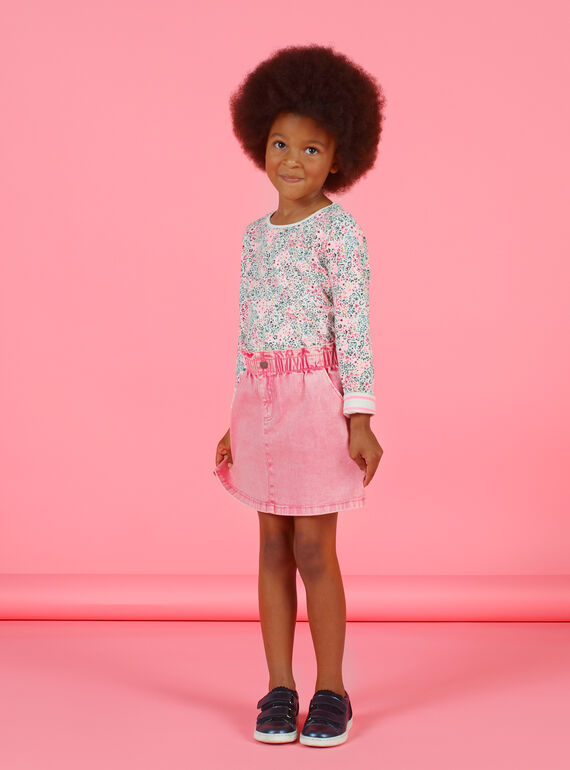 Jupe en jean rose enfant fille MAKAJUP1 / 21W901I1JUPD305
