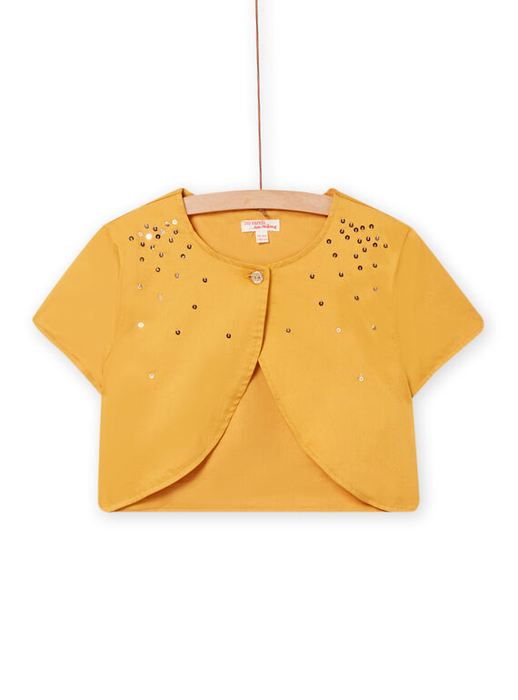 Cardigan jaune en satin à sequins enfant fille NABACAR / 22S90111CARB107